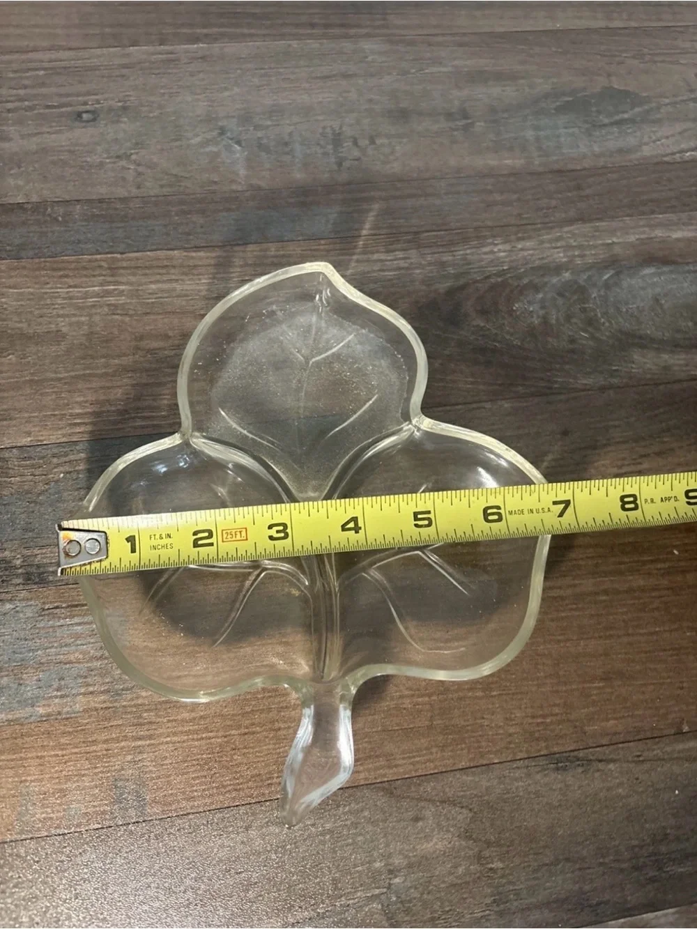 Clear Glass Leaf-Shaped Divided Serving Dish